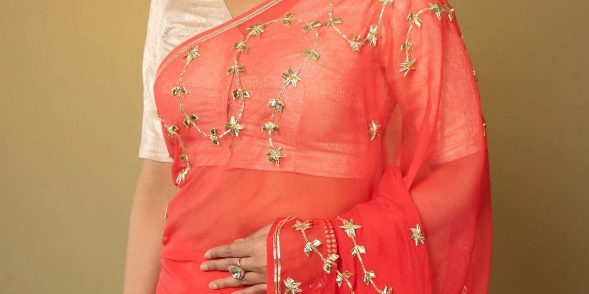 Shop Now Elegant Rajputi Chiffon Saree & Gota Patti Saree by YUVTI